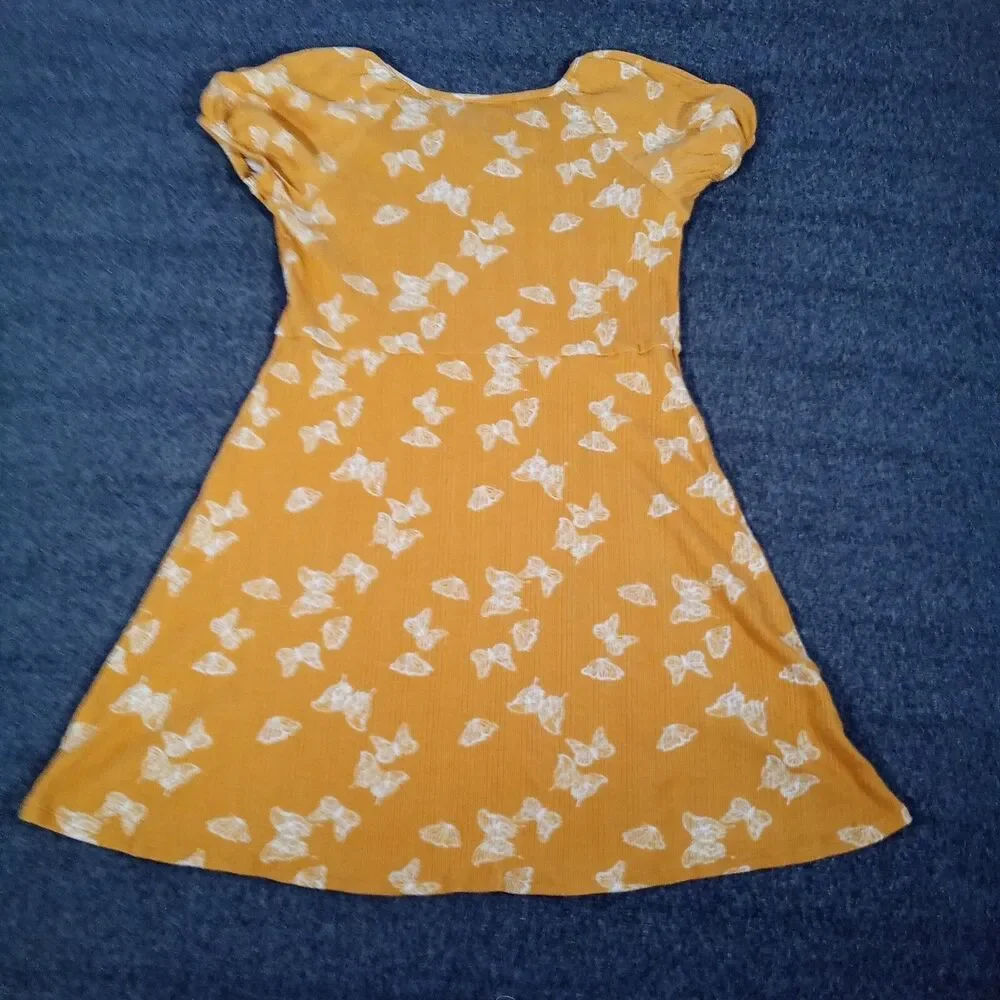 So Dress Youth Extra Large Yellow Butterfly Print Flowy Cottage Summer Sundress